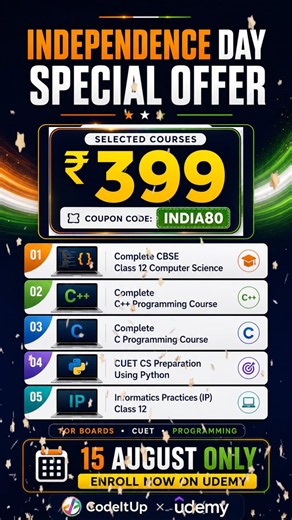 All Course @399/- on Udemy | Powered by CODEITUP #codeitup #cbse #class12 #cbseboard #cs #bca #btech