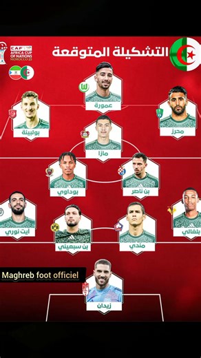 إليكم التشكيلة المتوقعة للمنتخب الجزائري ضد غينيا الاستوائية في كأس إفريقيا 2025 #الجزائر #المغرب