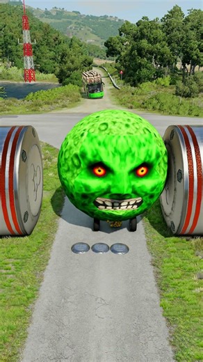 Long Colourful Capsule Buses vs Hydraulic Crush - BeamNG.drive