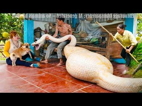 72 Hours of Fear 😱 Giant Albino Python Invades – The mother dog protects her newborn puppies