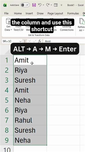 Remove Duplicate Text in Excel in 10 Seconds ⚡(No Extra Tool)#Excel #ExcelShorts #ExcelTips