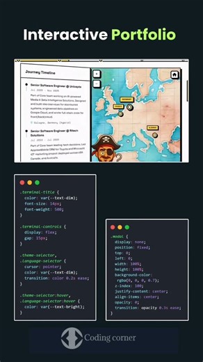 Interactive Portfolio using html css and Javascript #frontendcourse #viral #coding #shorts