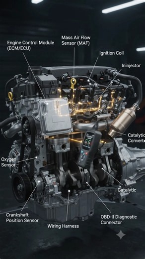 Check Engine Light Explained 🚨 How ECU & Sensors Work | 3D Animation #Shorts#fypシ#clips#reels#foryou