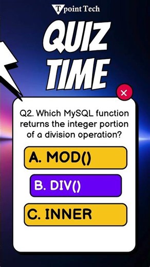 MySQL MCQs | MySQL Practice Questions & Answers | Tpoint Tech
