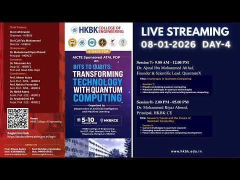 Day-4 - Challenges in Quantum Computing | AICTE–ATAL sponsored FDP on Quantum Computing | HKBK CE