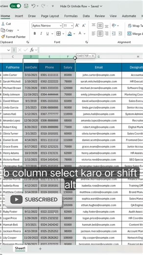 Excel ✅Hide & Unhide Rows/Columns in Seconds | Smart Shortcut Trick 🔥#excel