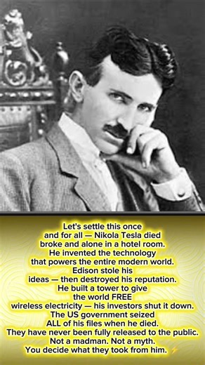Nikola Tesla died broke and alone ⚡#nikolatesla #tesla #teslafacts #historytok #darkhistory