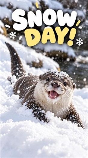 Otters LOVE Playing in the Snow! ❄️🦦 #otter #shorts #cute #cuteotter #animals