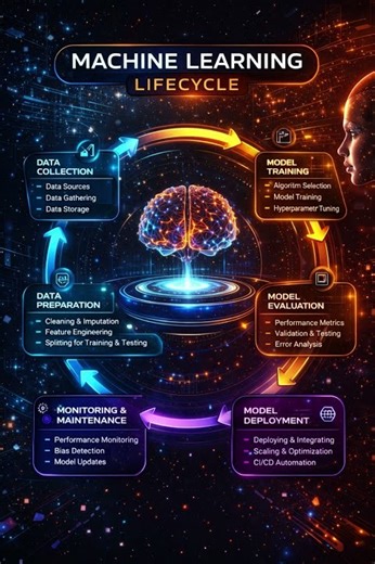 Machine Learning Lifecycle Explained | From Data to Deployment #MachineLearning #AI #MLOps #Yonalita