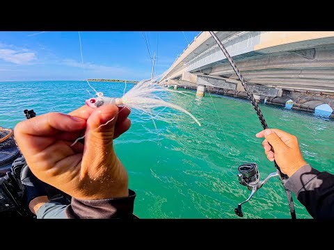 UNCUT Kayak Fishing | Jigging A Bucktail On Little Bridges In Florida Keys