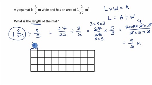Area with fraction division example