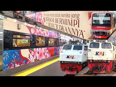 KERETA BARU LIVERY LUKISAN SPESIAL HARI KARTINI !! Ramainya Kereta Api KRL di Stasiun Gambir JAKARTA