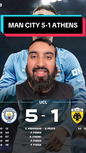Manchester City 5-1 Aek Athens full time reaction highlights Phil Foden hattrick goals today #mancity #manchestercity #athens #foden #nayeemutd