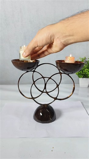 🔥 Turn a Coconut Shell into a Beautiful Candle Stand! 🥥🕯️ | coconut shell craft #Shorts #shortsfeed