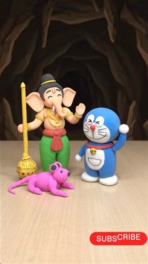 DIY Clay Ganesha With Mushak Aur Doremon Idol Making Step By Step | Easy Clay Art Ideas 🐀✨