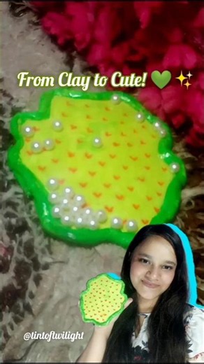 From Clay to Cute! 💚✨ Handmade Trinket Dish 🌼🤍 #DIY #ClayArt #Handmade #diy #viral #youtubeshorts