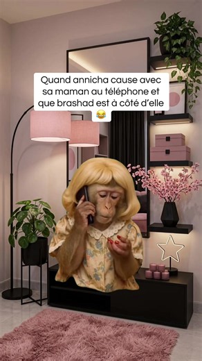 Annicha parle avec sa maman au téléphone pendant que Brashad est à côté