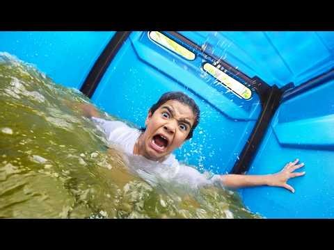 his porta potty TIPPED over..