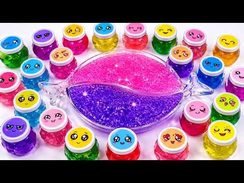 PINK vs PURPLE SLIME Challenge | Mixing Cute Emoji Slimes Into Glossy Slime ASMR | Satisfying DIY