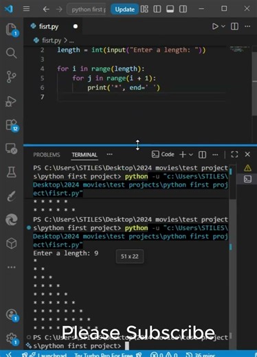 Python Star Pattern in Seconds ⭐#shorts #pythonprogramming