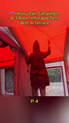 Heavy Rain Camping in a 3-Room Inflatable Tent: Part 4 ☔️