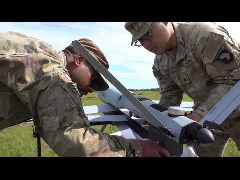 101st Airborne Division Soldiers set up the Atlas Precision-Guided Drone