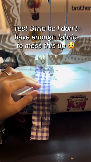 Working with about 3/4 yard for this project so I cannot afford to mess this up. Don’t forget to test desired stitch length/width when working with a new fabric because sometimes the weave of fabric will eat up certain stitches and I cannot afford to lose any fabric to the feed dogs 😂 #sewingtips #sewingtiktok #garmentmaking #beginnersewing #slowfashion