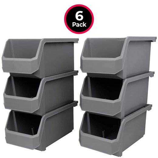 Reviews for Akro-Mils Plastic Stackable Storage Bin Containers/ Totes for Organizing, Large (14.8 in. D x 8 in. W x 7 in. H),(12-Pack), Grey | Pg 1 - The Home Depot