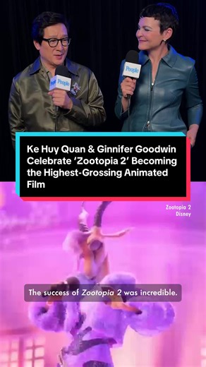 #KeHuyQuan and #GinniferGoodwin are celebrating a major box office milestone as #Zootopia2 becomes the highest-grossing animated film of all time.
