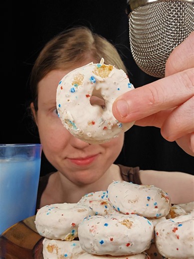 Patriotic Donuts Mukbang ASMR 🇺🇸🍩✨ Happy 4th! Red, white, blue, and covered in sweet goodness 🤤 Which donut would you pick first? #asmr #mukbang #asmreating #donuts #eatingsounds