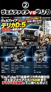 ②【デリカD:5 vs ヴェルファイア】徹底比較！サイズ・走行性能・燃費・悪路走破性の違いは？ #デリカD5 #ヴェルファイア #三菱 #トヨタ