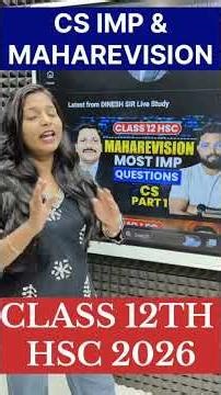 LIVE Class 12 HSC CS Paper 1 MahaRevision 🔥 Most Important Questions #maharashtraboard #hsc2026