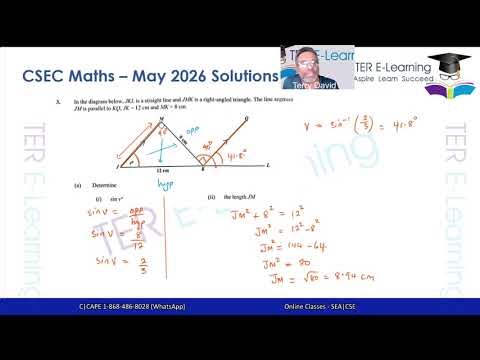 CSEC Maths - May 2026 Paper 2 Solutions (Terry David)