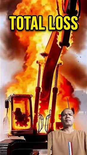 Excavator Engulfed in Flames: Total Machine Loss 🔥