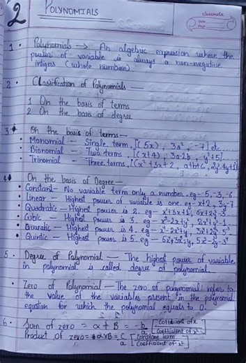 Class 10th , Sub - Maths , Chapter -2 , polynomials Notes. #education #Maths #mathsforbeginners #