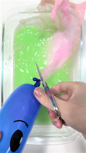 Relaxing Slime ASMR 🟢 Cutting Green Balloon & Mixing Colorful Charms! 😴