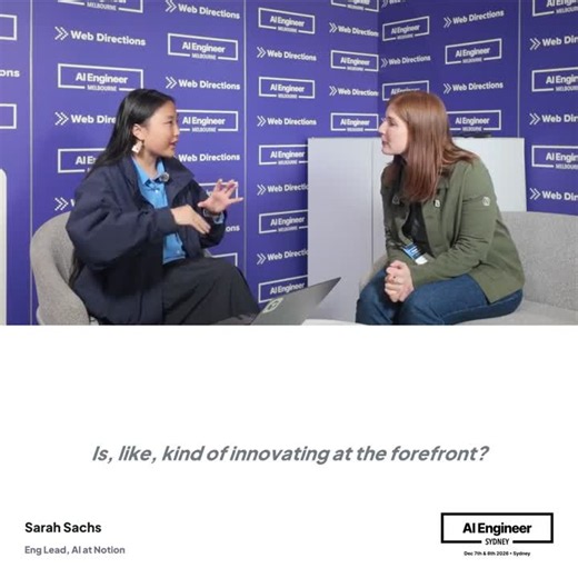 Sarah Sachs leads AI Engineering at Notion. "Two years ago, a majority of our contributors were humans… Today a huge growing majority of our customers are actually agents. They're not using the UI… | AI Engineer Sydney