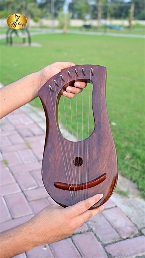 7 String Solid Rosewood Lyre Harp, Handmade Wooden Mini Harp, Traditional String Musical Instrument