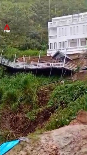 Landslide in Sabah causes house verandah to collapse