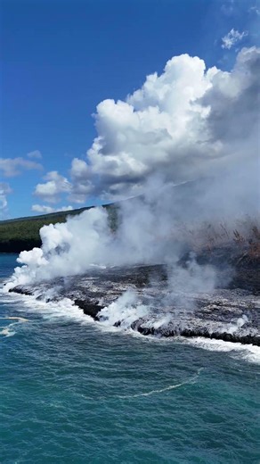 Lava Flow Meets the Ocean and Creates New Land || ViralHog