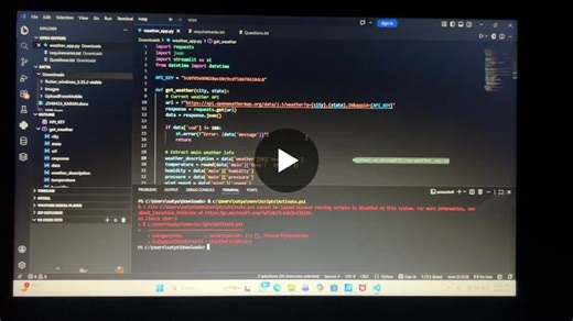 #python #datascience #api #beginnerproject #coding #learning #ai #weatherapp | Satyam Sharma