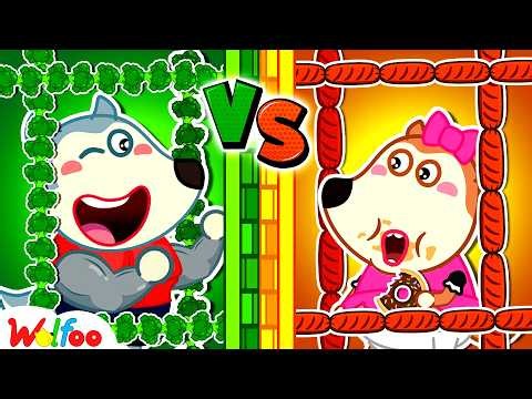 Locked In Food Room For 24 Hours! 🥦 Healthy Vs Unhealthy Food | Cartoons For Kids | Wolfoo Family
