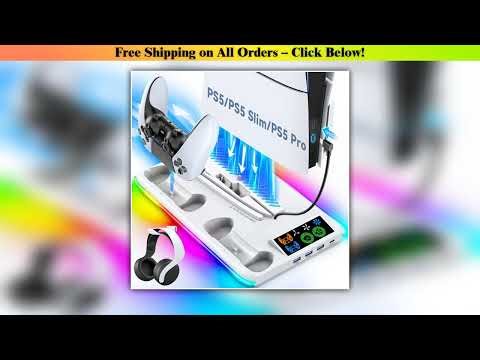 for PS5PS5 SlimPS5 Pro Stand with Headphone Hook Cooling Stand Controller Charging Station for PS5