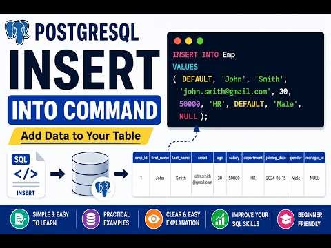 PostgreSQL Tutorial #6 | DML Command: Insert
