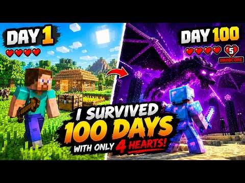 I Survived 100 Days in Minecraft with Only 4 Hearts! ❤️🐉 | EP 5 | FINAL ENDER DRAGON FIGHT! 🐉