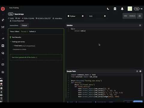 codewars python Sum Arrays
