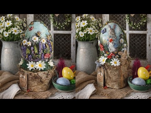 Stunning DIY Easter Egg Decoration 🐰 Rustic Decoupage Easter Craft #diy #decoupage #mixedmedia