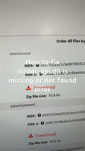 How to fix steam_api.dll is missing or not found error - the program can't start error on steam
