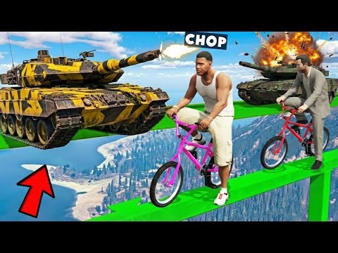 GTA 5 CHOP AND FROSTY SHOOT TANKS IN CARS VS RUNNERS CHALLENGE