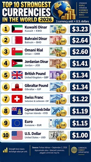 💰 Top 10 Strongest Currencies in the World 2026 | Highest-Value Currencies Ranked